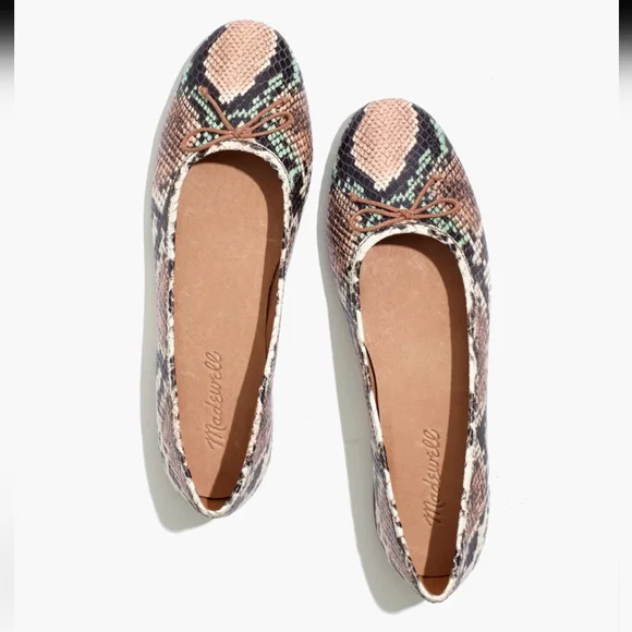 MADEWELL The Adelle Ballet Flat in Snake Embossed Leather muted shell multi 9 - Picture 2 of 10